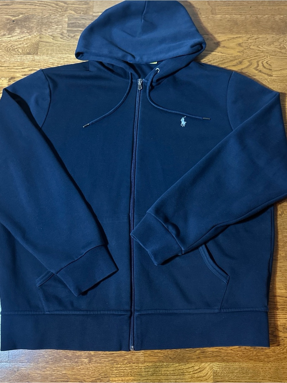 Polo Ralph Lauren Navy Zip Up Hoodie XL Classic Grey Pony Navy Blue Performance - Picture 3 of 6